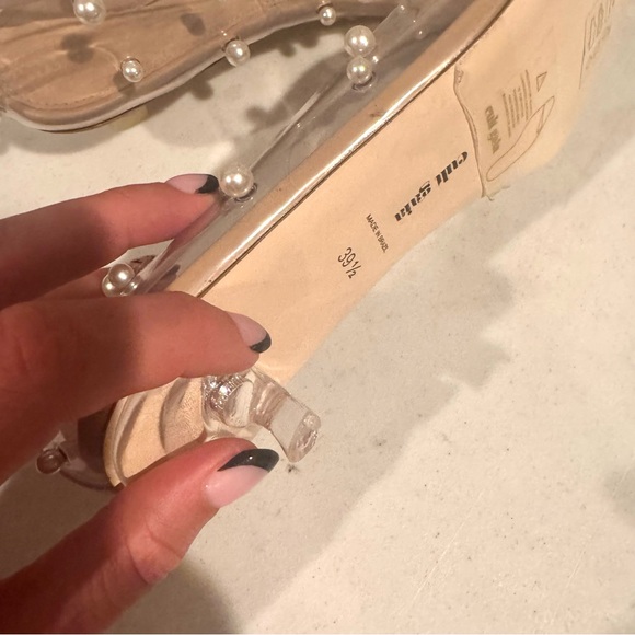 Cult Gaia Roxy Pearl Adorned Pointed Toe Clear Kitten Heels Size 39.5/9.5 - Picture 7 of 7